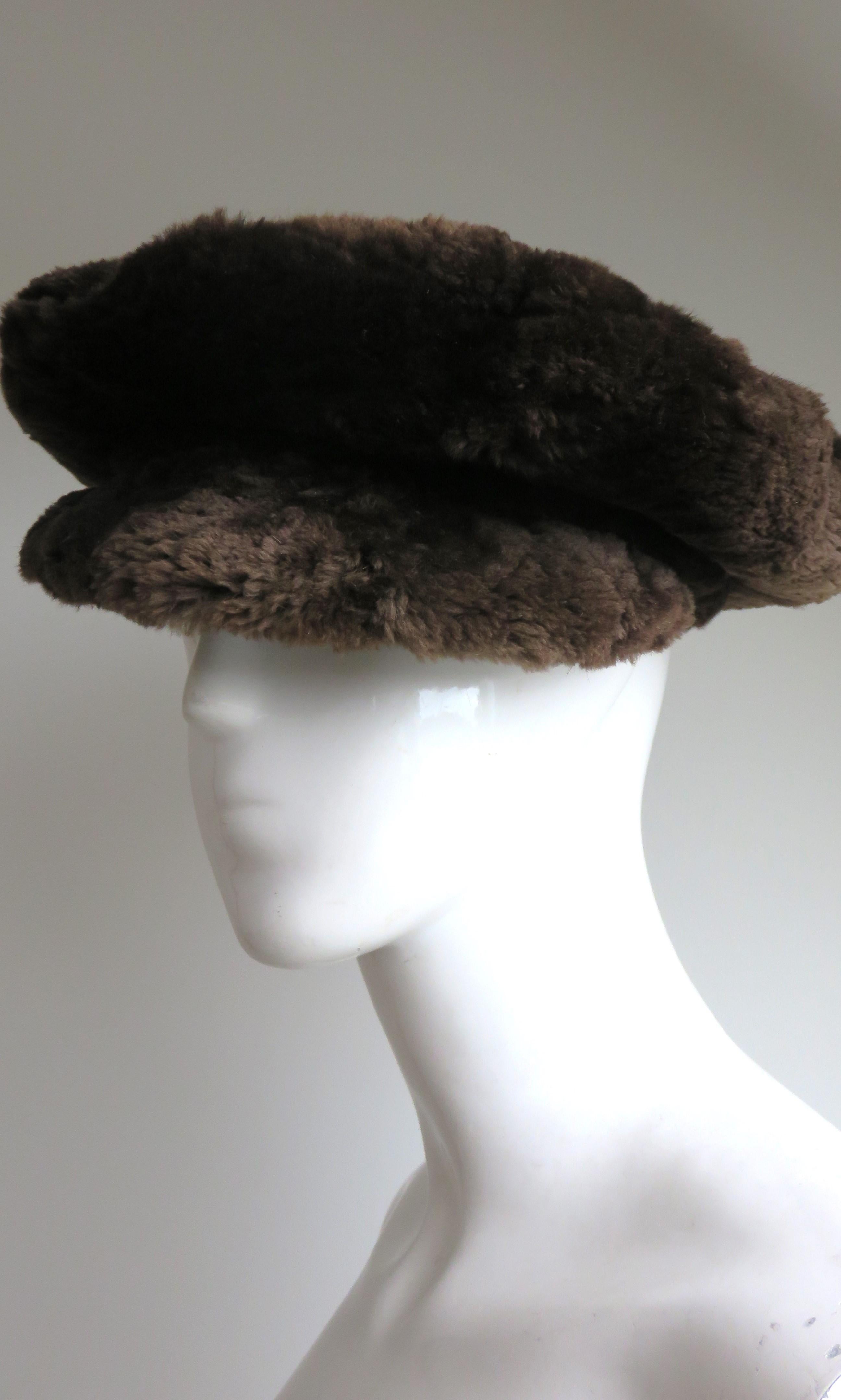 Women's 1950s Sheared Beaver Newsboy Cap
