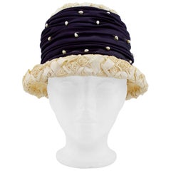 1950s Straw, Satin and Pearl Hat