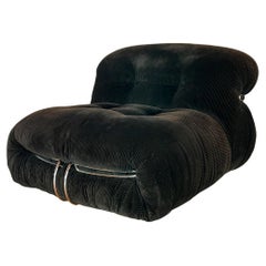 Afra & Tobia Scarpa Sedia da salotto Soriana in velluto marrone per Cassina, 1969
