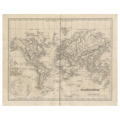 Carta geografica antica del mondo di Balbi del 1847