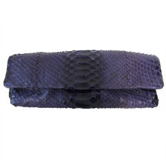 Unique Bottega Veneta Deep Purple Python Clutch