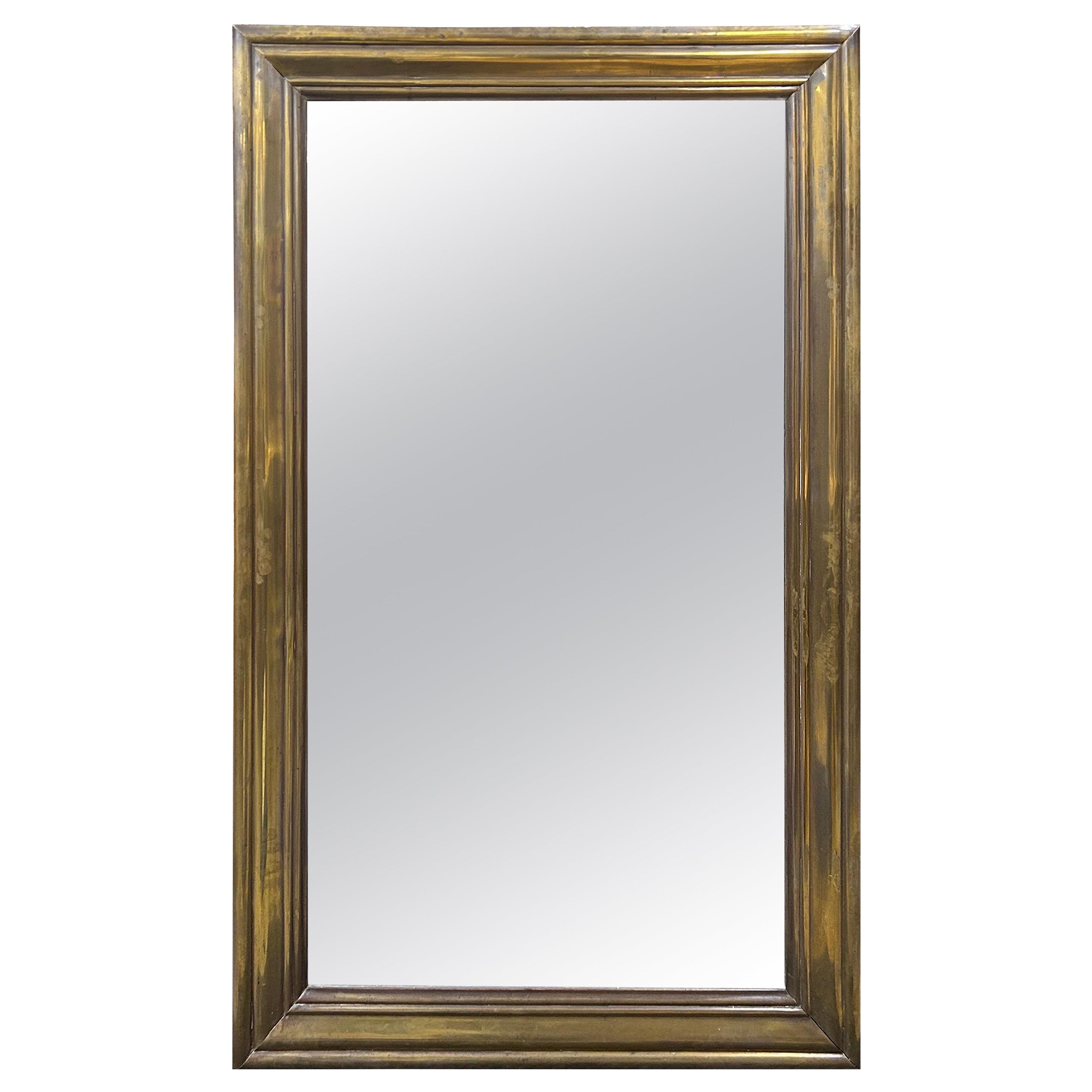 19th Century French Louis XVI Style Brass Mirror