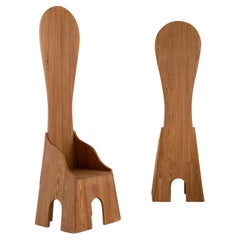 Pair of Fratina chairs designed by Mario Ceroli for Poltronova, Italy 1972
