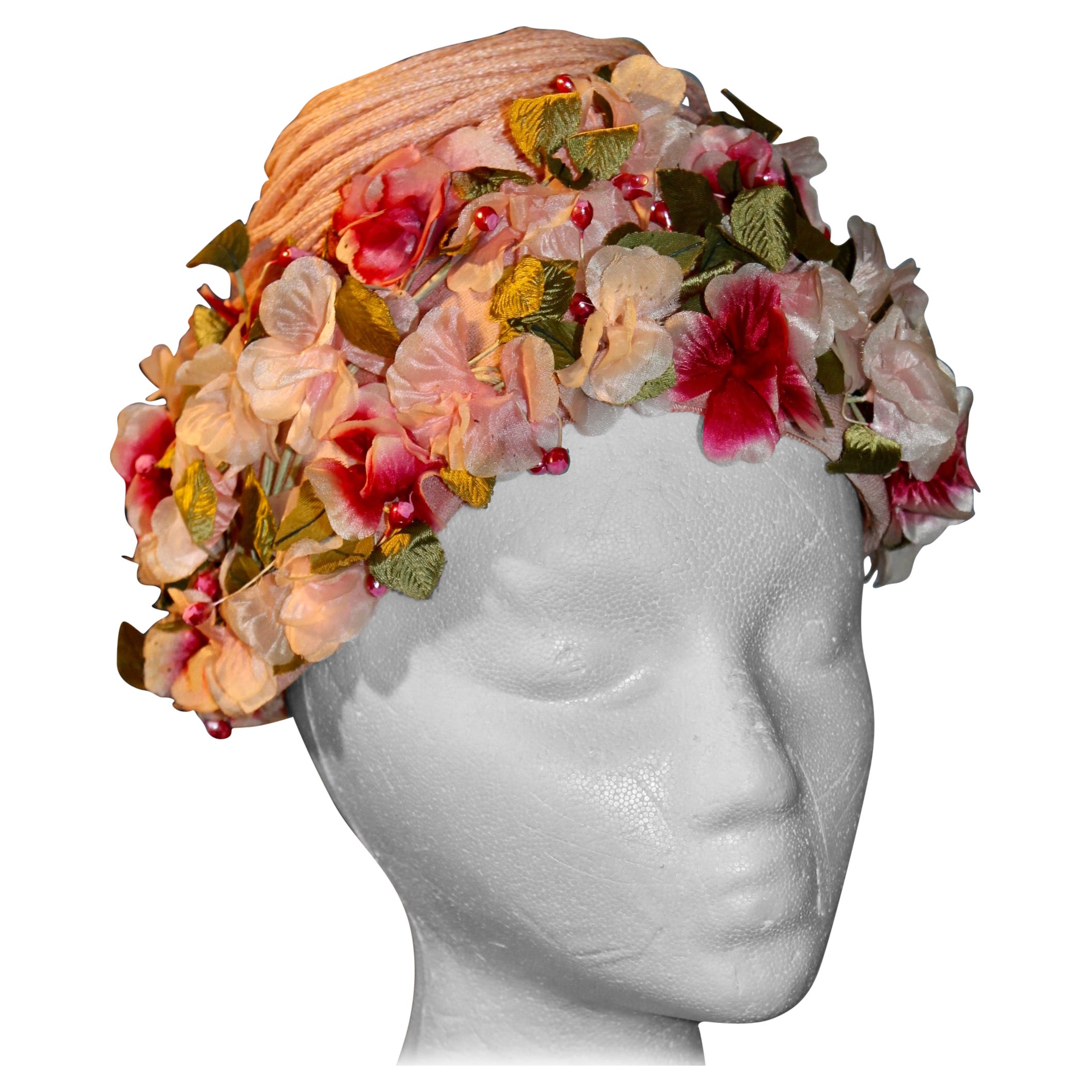Elsa Schiaparelli 1950's Silk Flowers Hat