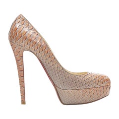 CHRISTIAN LOUBOUTIN Bianca 140 arancione grigio con plateau in pelle squamata EU37.5