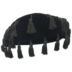 1950s Neiman Marcus Black Velvet Tassels Vintage 50s Half Hat Fascinator