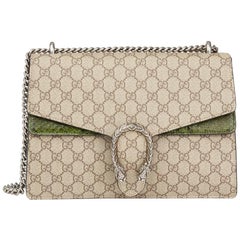 2016 GG Supreme Coated Canvas & Green Python Leather Medium Dionysus