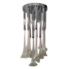 Grande lampadario a fiori in vetro di Murano