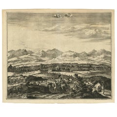 Stampa antica con veduta di Magnesie  in Turchia da O. Dapper, circa 1680