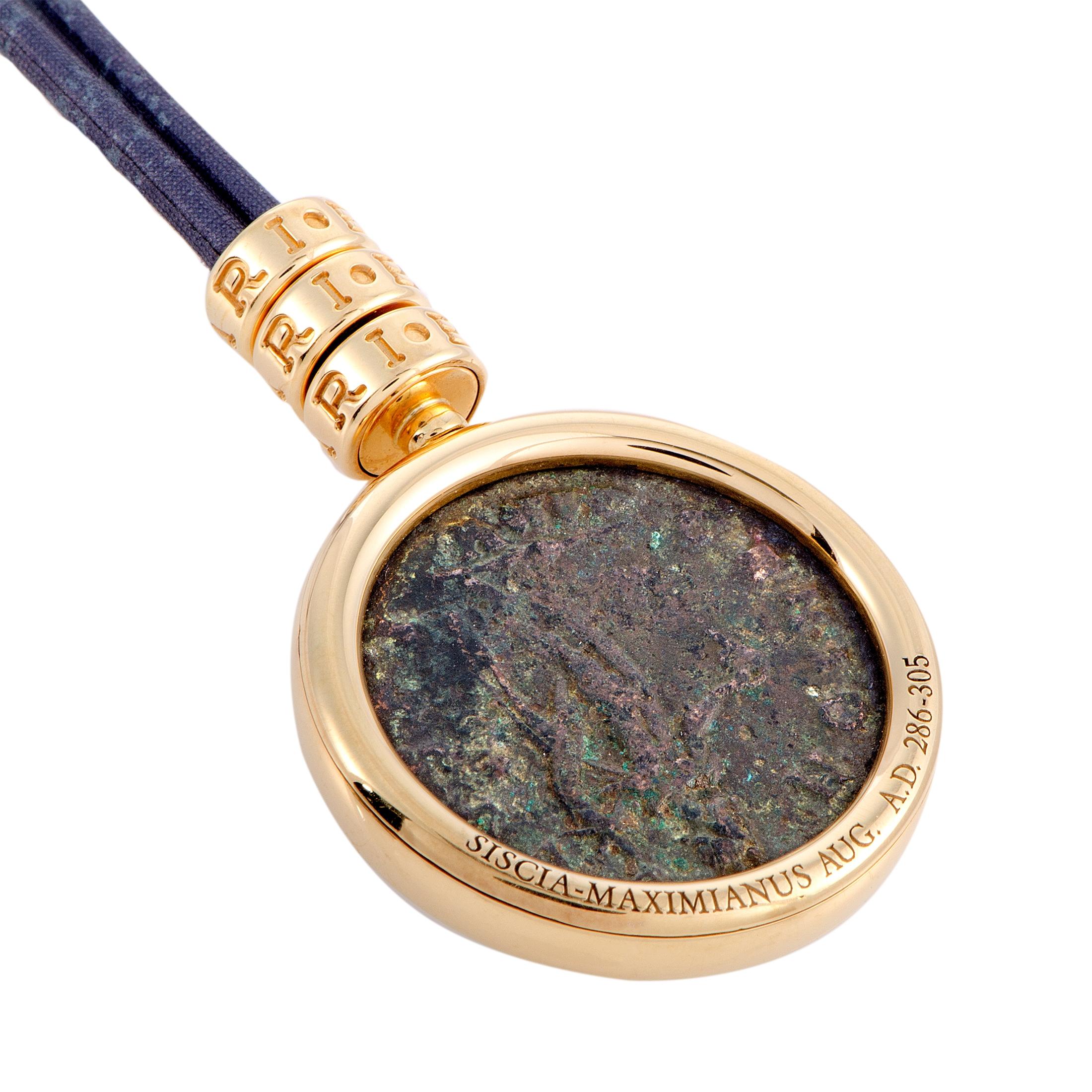 Women's Bvlgari Monete 18 Karat Yellow Gold Coin Pendant Cord Necklace