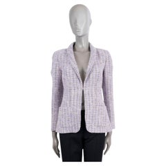 CHANEL lilac cotton 2016 16S SHAWL COLLAR IRIDESCENT TWEED Jacket 44 XL