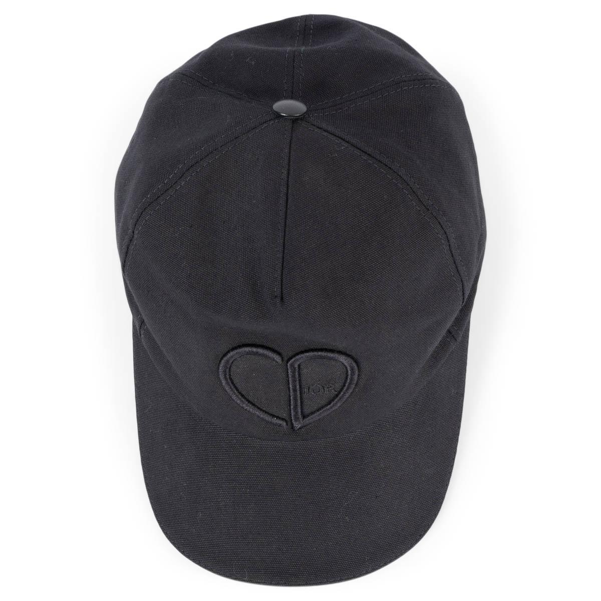 CHRISTIAN DIOR black cotton D-PLAYER CD HEART Baseball Cap Hat M For Sale 2