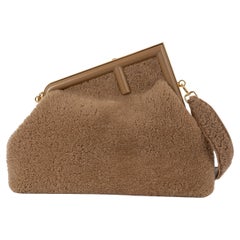 FENDI camel brown 2021 FRIST MEDIUM SHEARLING Shoulder Bag