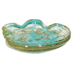 Fratelli Toso Murano Glass Bowl, A Bugne with Aventurine & Swirl