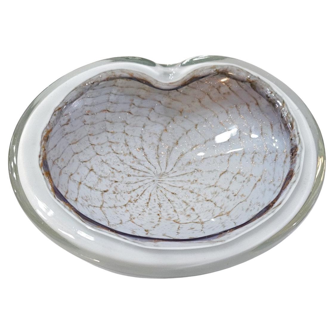 Fratelli Toso Murano Glass Bowl, Lattimo w/ Copper Aventurine