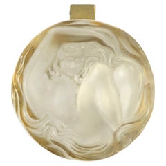 Lalique Crystal Jewelry Box with Female Figure Art Nouveau Style French