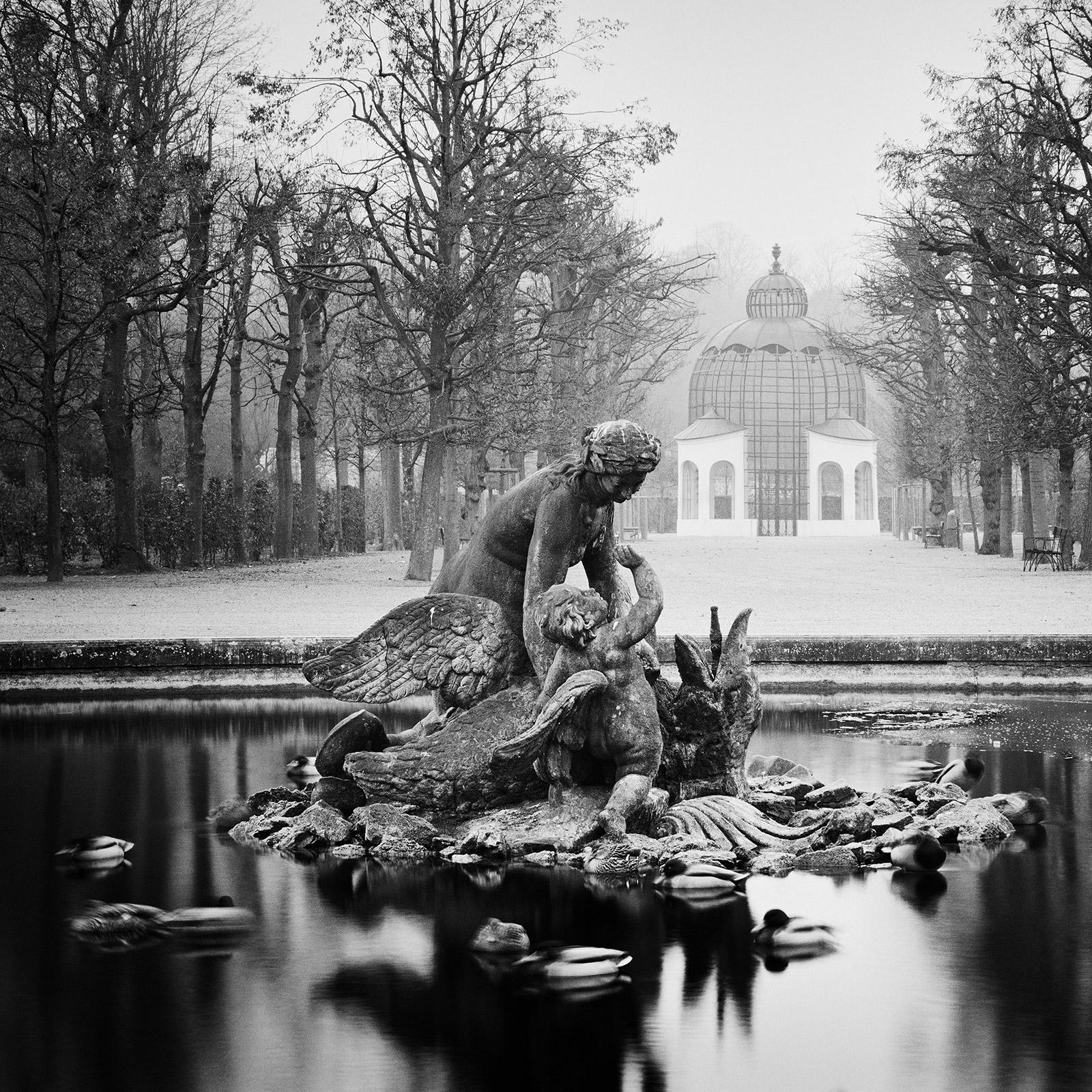 Duck Race, Schloss Schoenbrunn, Vienna, black and white, landscape, photography