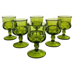 Green Goblets - Kings Crown by Indiana Glass - Set of 6