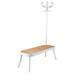 Gebrüder Thonet Vienna GmbH Coat Rack Bench in Pure White with Cane Seat