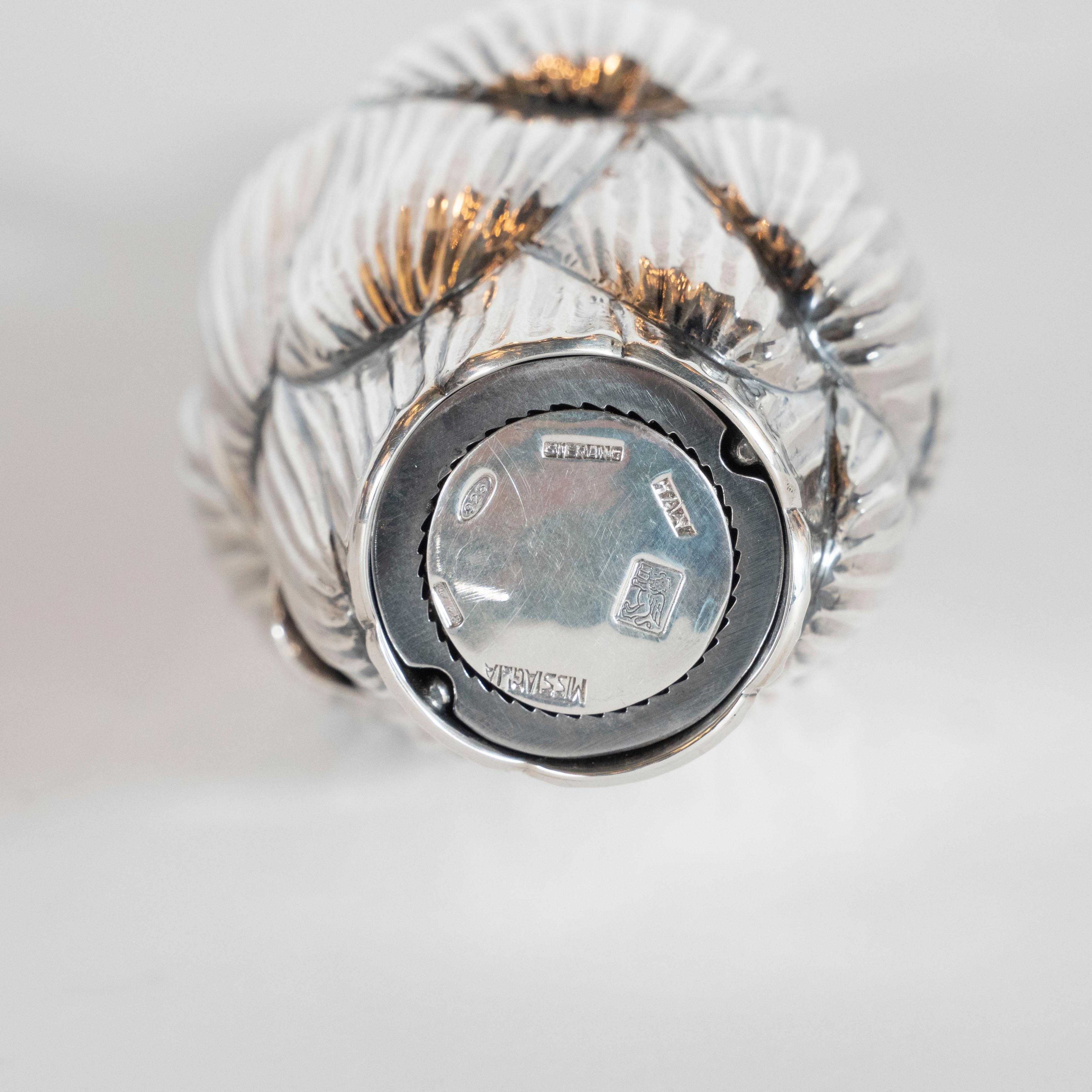 Macinapepe e saliera a carciofo in argento Sterling realizzata a mano da Missiaglia in vendita 2