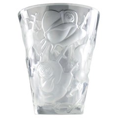 Lalique, Ispahan Rose Crystal Vase, France 1950s