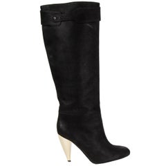 LANVIN camoscio nero METALL HEEL Stivali alti al ginocchio Scarpe 37