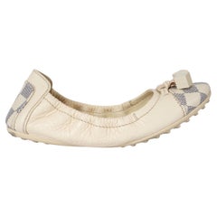 LOUIS VUITTON pelle crema LOVELY DAMIER AZUR Ballerine Scarpe 37