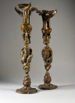 PAIR OF JANUS SCULPTURES