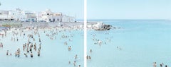 Dittico di Santa Maria al Bagno - scena di spiaggia mediterranea in grande scala (incorniciato)