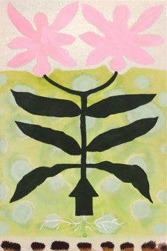 Sister Bloom - Abstract Contemporary Folk Art Inspired Painting on Raw Canvas