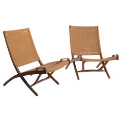Mid Century Folding Lounge Chairs Made in Yugoslavia after Wegener c 1950/1960's