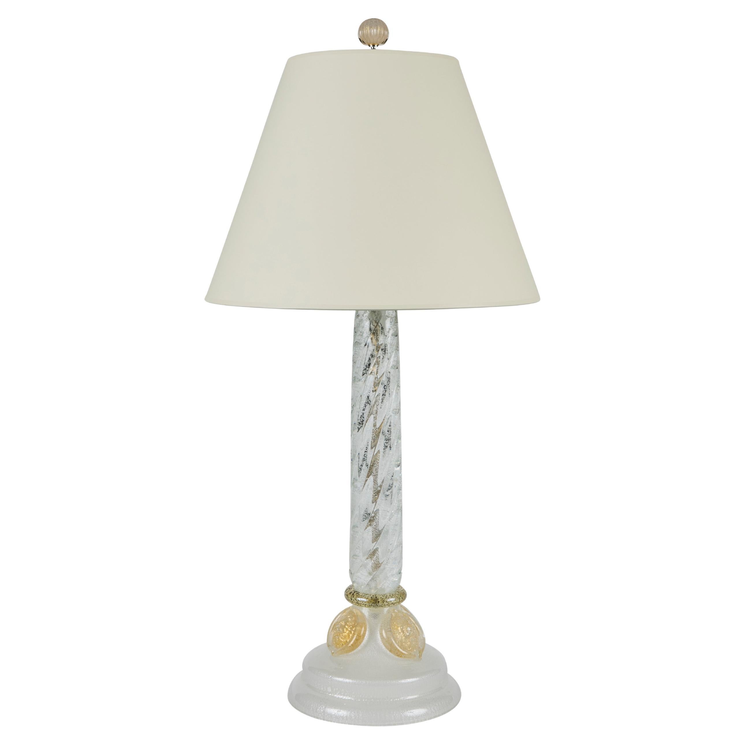 Lámpara de mesa de cristal de Murano de mediados de siglo