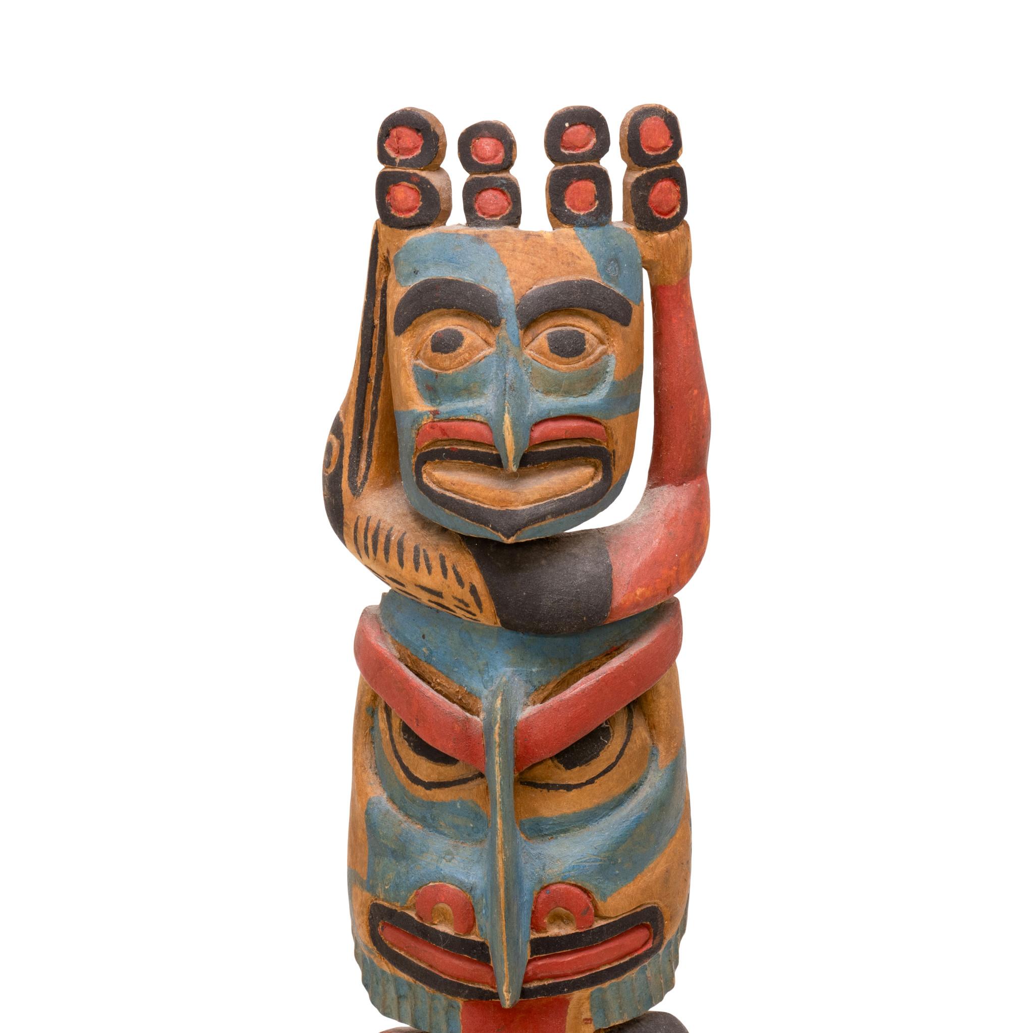 Native American Northwest Coast Bella Bella Carved Totem Pole For Sale
