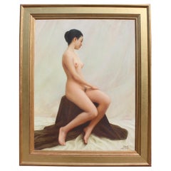 Un olio su tela intitolato "La ragazza modello nuda" dell'artista cinese Zhai Xinjian