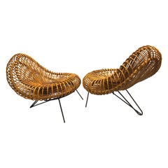Coppia di sedie da salotto in rattan della metà del secolo scorso di Janine Abraham & Dirk Jan Roi