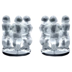 Pair of Lalique "Luxembourg" Crystal Sculptures
