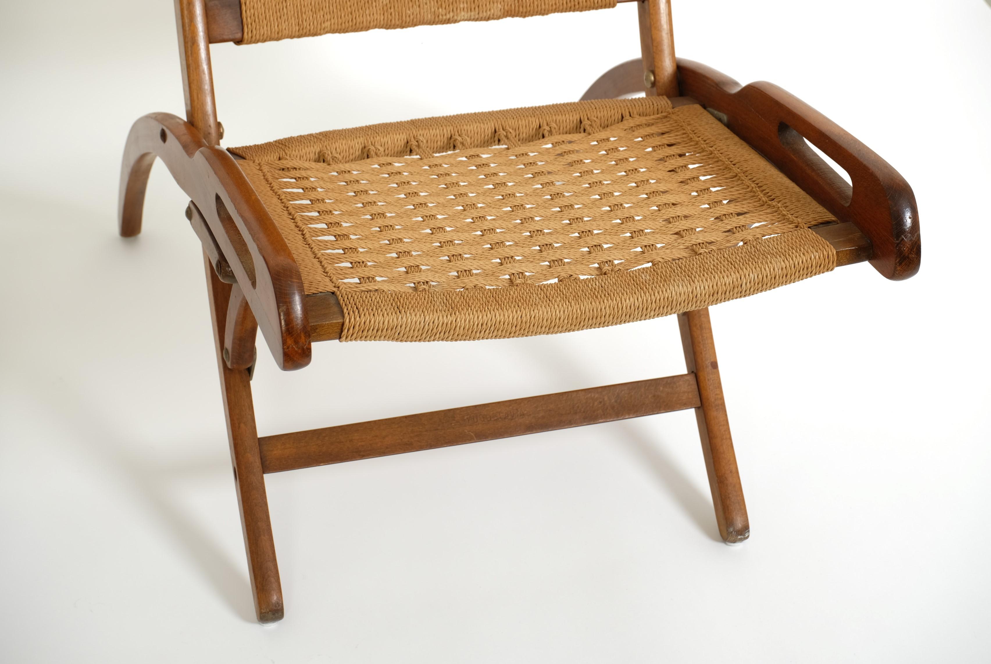 Pair Of Mid Century Folding Chairs Papercord, Yugoslavia 1970s For Sale 10