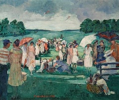 "Scena di picnic" Paulette Van Roekens, Scena impressionista, Tempo libero, Colori pastello