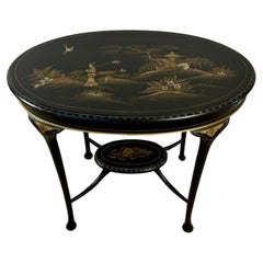 Quality antique Edwardian chinoiserie decorated lamp table