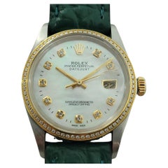 Vintage Rolex 16013 Datejust 36mm 18k SS Mens Diamond MOP Dial Automatic 1980s RA552B