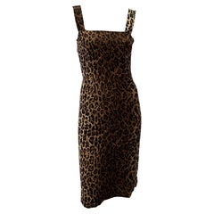 S/S 1997 Dolce & Gabbana Leopard Print Silk Sleeveless Bodycon Pin-Up Dress