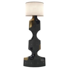 Shagreen Sculptural Floor Lamp with Shell and Brass Details by R&Y Augousti
