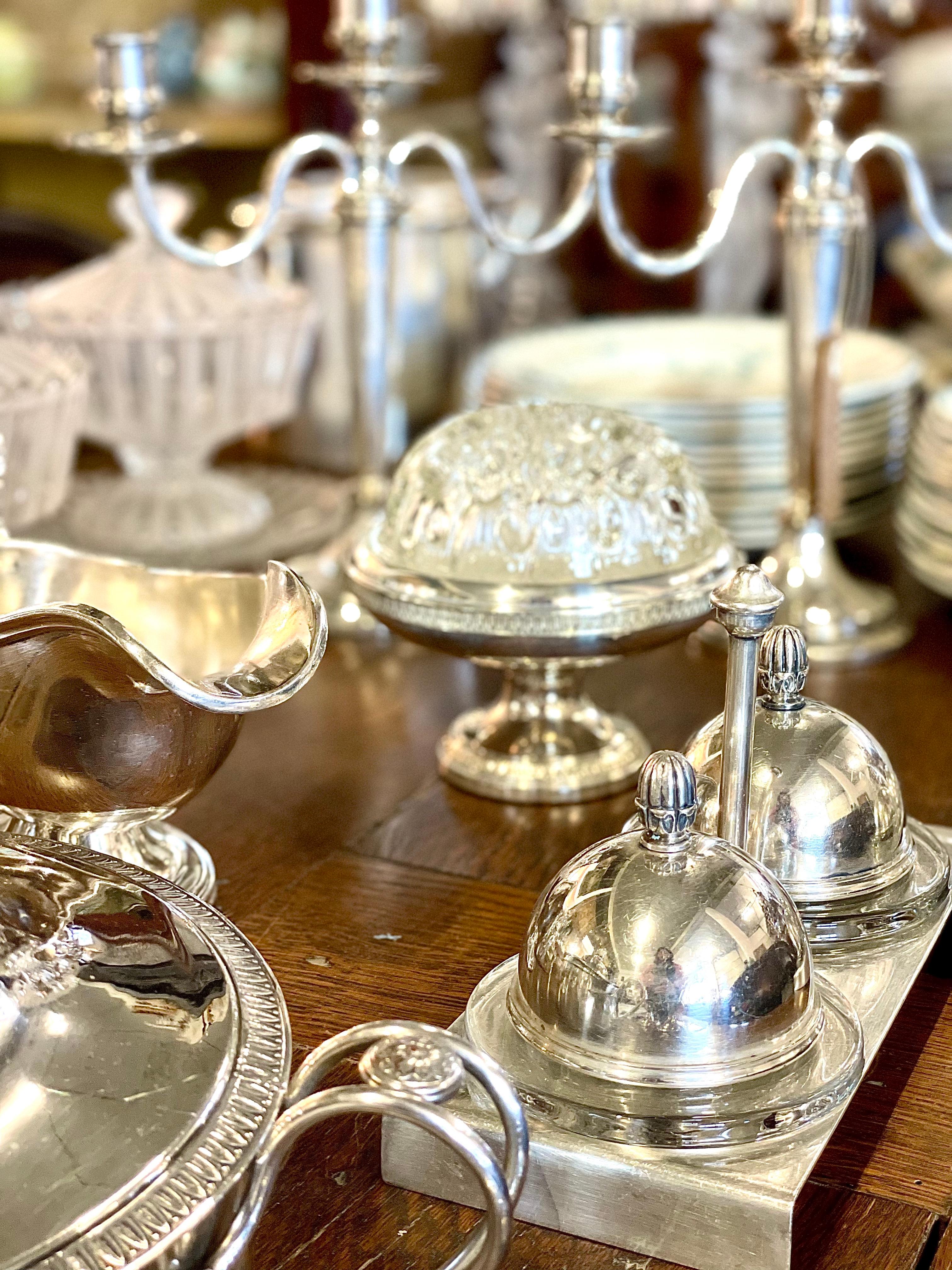 Silver Plate Silver-Plated Double Butter Dome, from the Hotel Juana For Sale