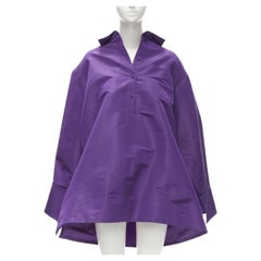 VALENTINO 2022 Runway purple silk taffeta 3D cut oversized tunic shirt IT38 XS