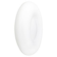 Vintage German Oval White Opaline Glass Flush Mount Sconces Wall Lamps