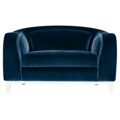 Zeno Eco Dark Blue Velvet Armchair by Brian Sironi by Biosofa